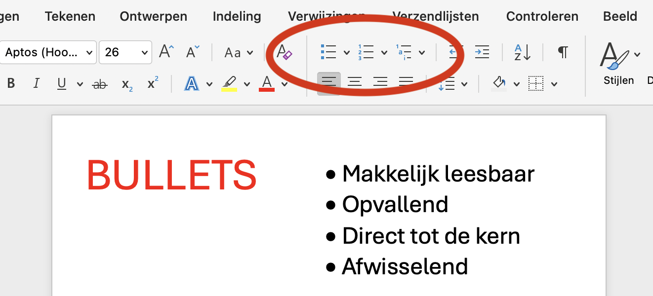 bullets in de notulen